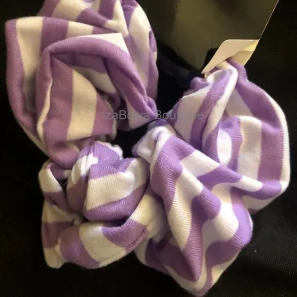Lavender & White Stripe Bow Scrunchie  (kids)  SC2980 Handmade NWT Boutique