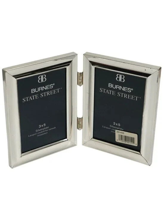 Burnes State Street Double Frame Silverplate Folding for Two 3x5s