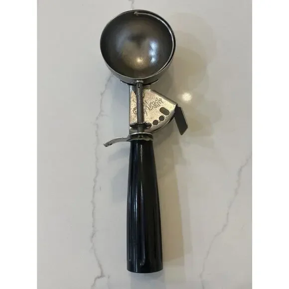 Vtg EKCO Miracle Black Handled Stainless Steel Ice Cream Scoop‎ Kitchen 1950’s
