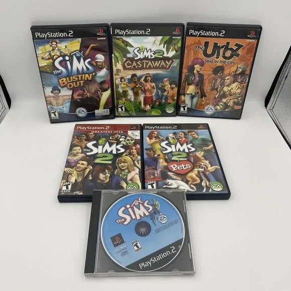 Sims 2 Castaway Pets Urbz In The City Bustin Out BUNDLE SET - Sony PlayStation 2