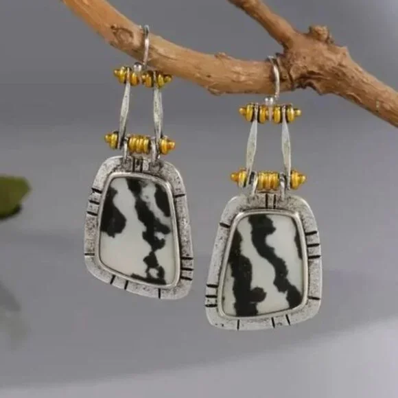 Two Tone Animal Print Dangle Earrings