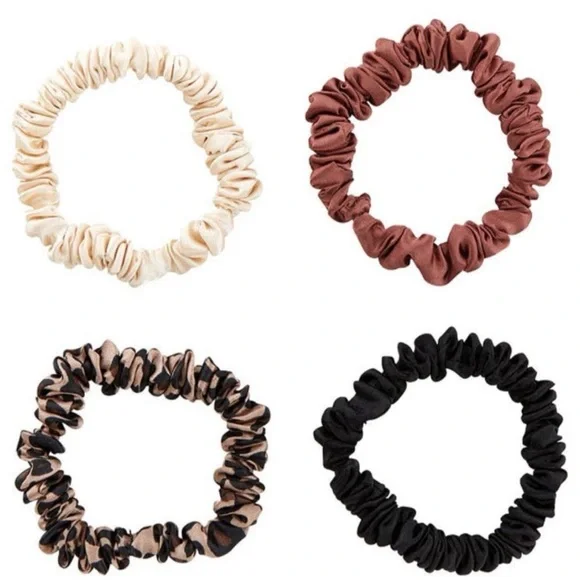 Chic Satin Scrunchie Collection - Beige, Brown, Black‎
