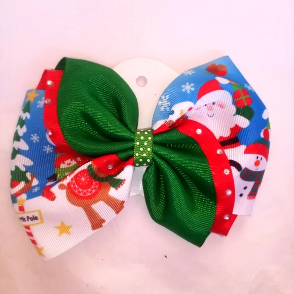 Christmas girls bow handmade ( box Home )