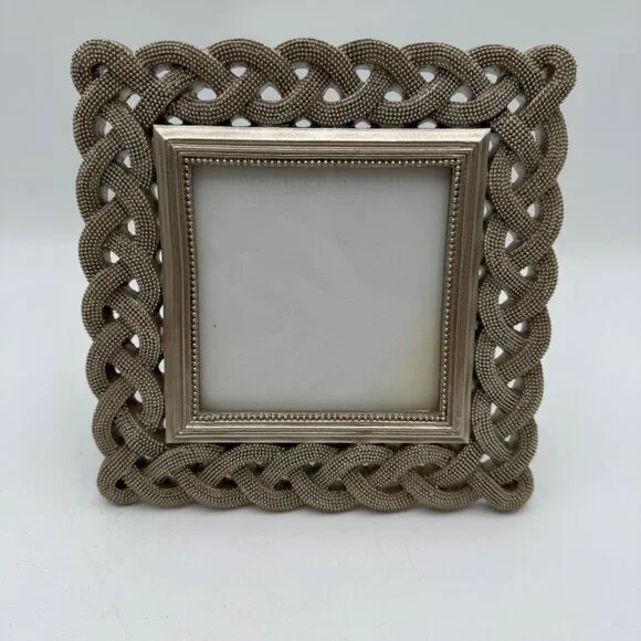Cynthia Rowley NY Champagne Gold Braided Tabletop Picture Frame Fits 4