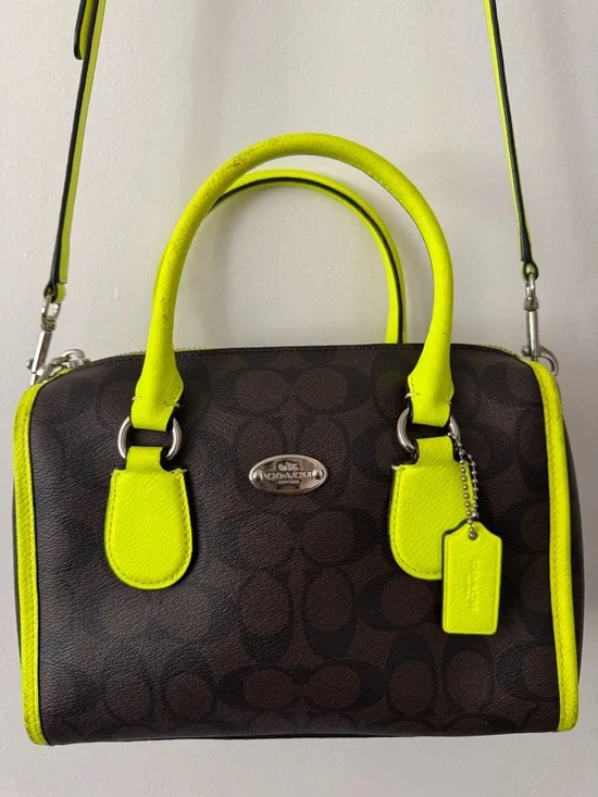 Coach Monogram Cross body with Neon Trim
