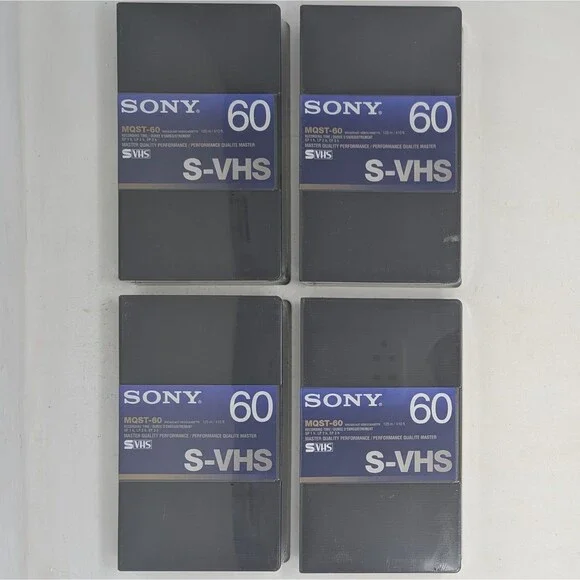 LOT OF 4 Sony Broadcast VideoCassette 60 Minute MQST-60 Master Quality S-VHS New