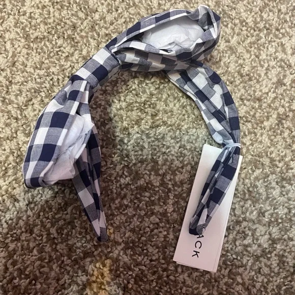 Janie and Jack Navy Checkered Bow Hairband