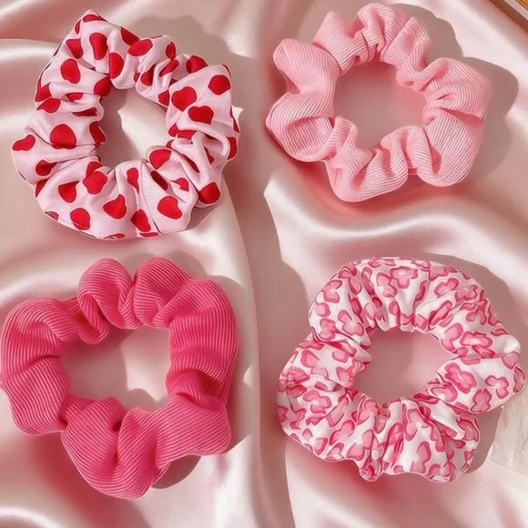Pink‎ and Red Heart Scrunchie Collection