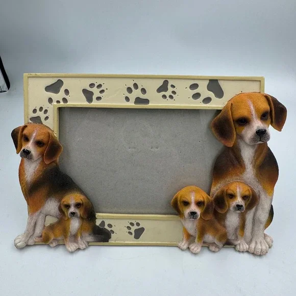 Spoontiques Beagle Picture Frame Tan 3D Dog Family Resin 13531‎