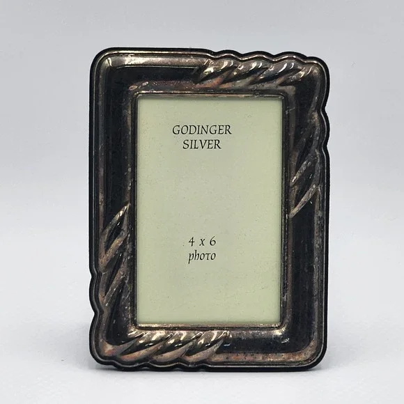 Godinger Silver Plated Finish Picture Frame Ornate Rope Twist Tabletop Display