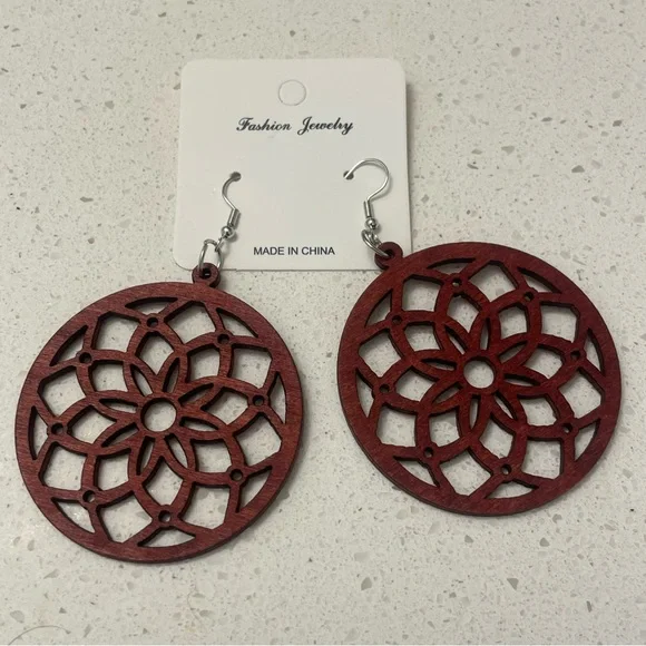 **NEW** Wooden Mandala Earrings