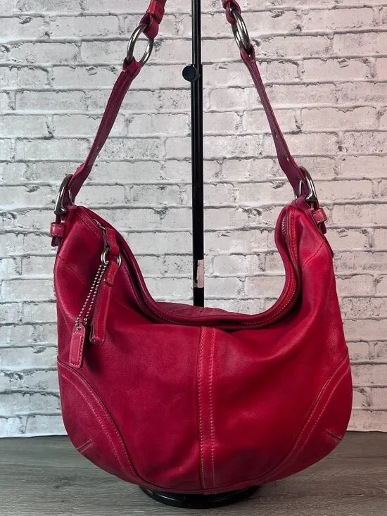 Red Vintage Coach 3651 Soho Medium Leather Hobo Bag