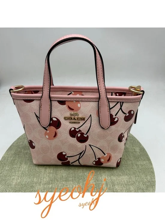 Coach Pink Cherry Print Mini Tote Bag