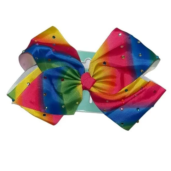 𝅺Bright Multicolored Rhinestone Hair Bow