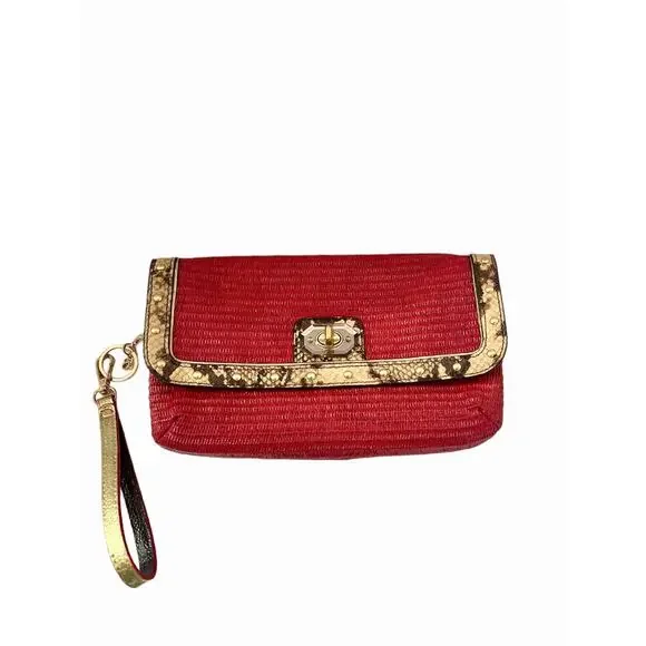 Coach OOAK upstyled Natalie straw wicker clutch