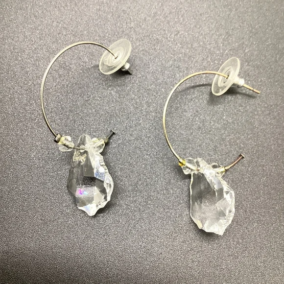 Half Hoop With Sparkly Crystal Pierced Earrings
