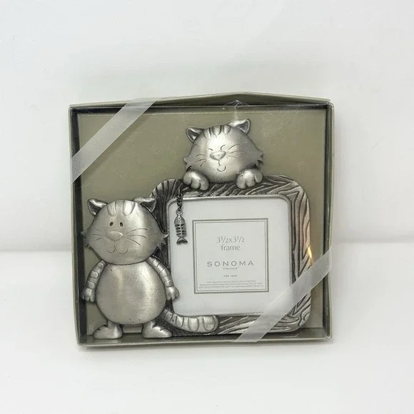 Sonoma Cat Photo Frame Silver Tone Picture Frame 3.5