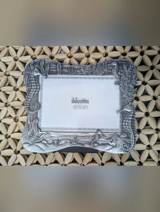 Pewter Silver Seahorse Beach House Picture Frame - Coastal Home Decor 5