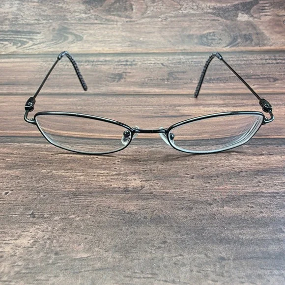 Coach Bridget 308 Black Metal Oval Eyeglasses Frames Signature Monogram Tips