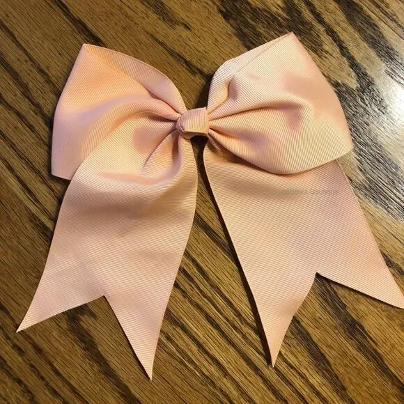 Peach Solid Cheer Bow  (2)  5B2841  Handmade Boutique
