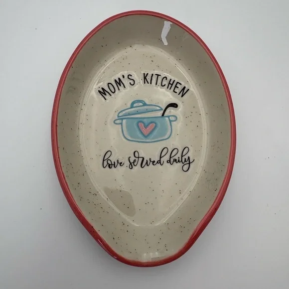 “Mom’s Kitchen love served daily” Spoon Rest
