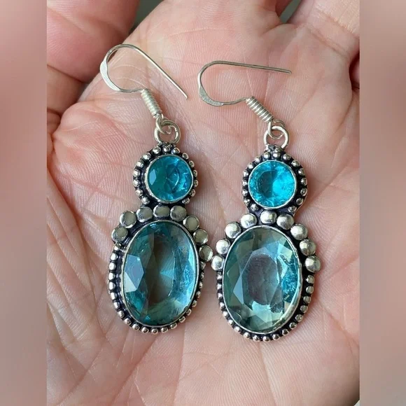 Gorgeous Handmade Aquamarine 925 Sterling Silver Earrings