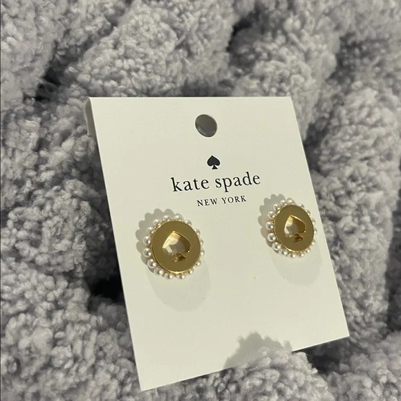 Kate Spade Gold and White Stud Earrings
