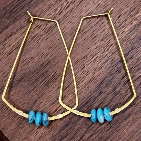 Handmade Boho Geometric Hoop Earrings with Glass Beads