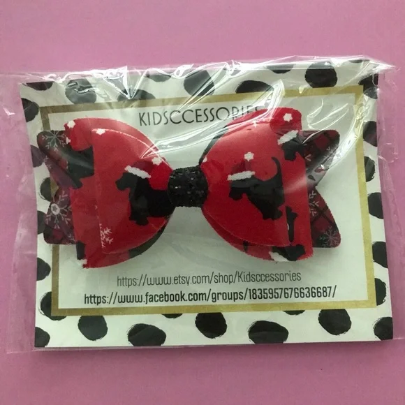 Kids Accessories Red Scottie Dog Bow Hair Clip