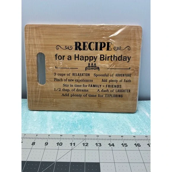 Birthday Recipe Bamboo‎ Cutting Board Fun Decor Kitchen New Sealed Gift Idea
