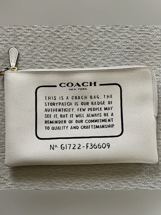 Coach Ivory Logo Print Zip Pouch