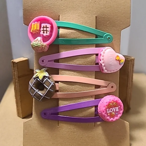 Cute‎ Dessert Hair Clips Set of 4 Cake Donut Foodie Hair Accessories