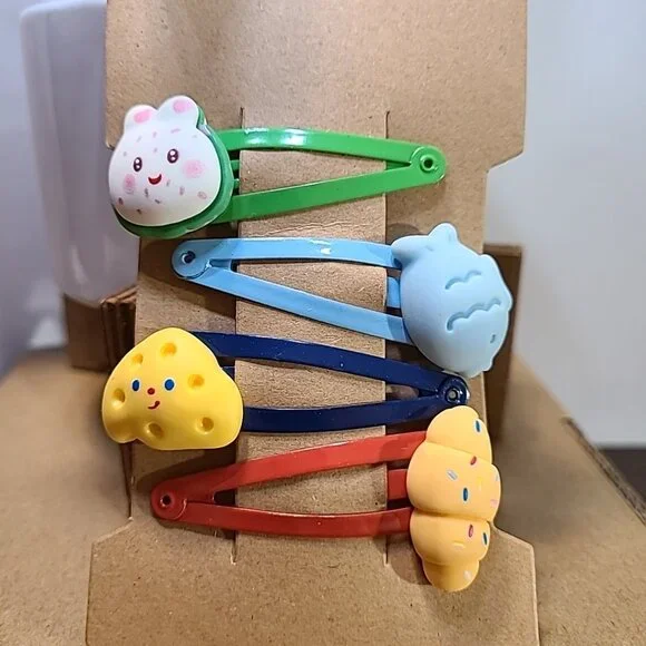 Cute Cartoon Hair Clips Set of 4 Bunny Cheese Ice Cream‎ Hair Accessories