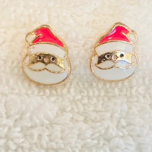 Hypoallergenic Santa Claus Earrings - Red and White