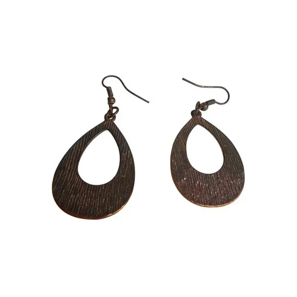 Costume dangle Earrings Copper teardrop shape