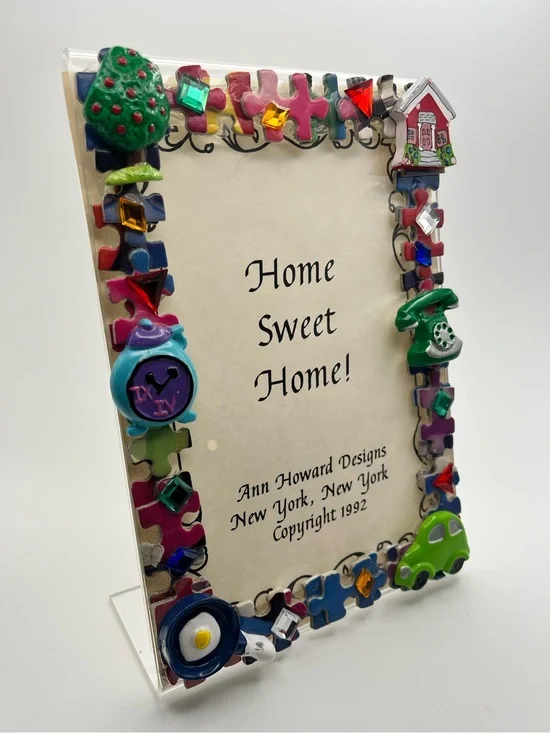 Vintage Ann Howard Designs Home Sweet Home Picture 4x6 Frame 1992 USA Puzzle