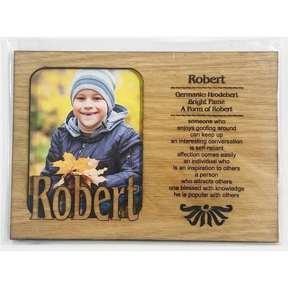 ROBERT Personalized Name Profile Laser Engraved Wood Picture‎ Frame Magnet