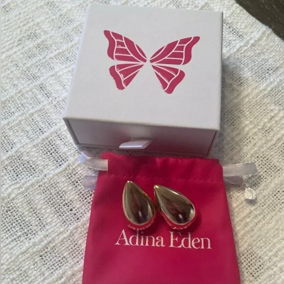 Adina Eden new Gold Teardrop Earrings