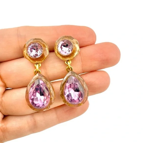 Rare, Retired J. Crew Earrings, Jewel Box Lavender Pink Brown Chunky Vintage