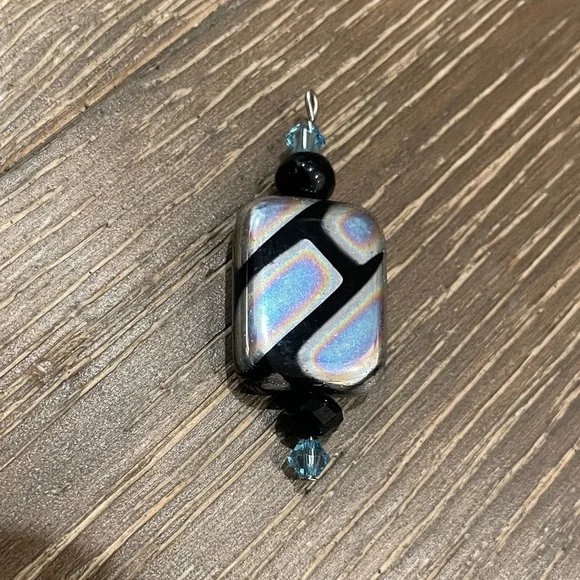 Iridescent Black and Blue Geometric pendant