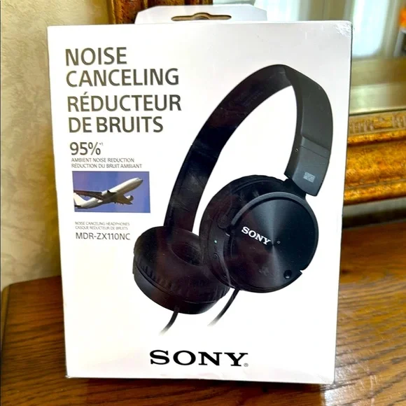 Sony Black Noise-Canceling Headphones. 95% ambient noise reduction.
