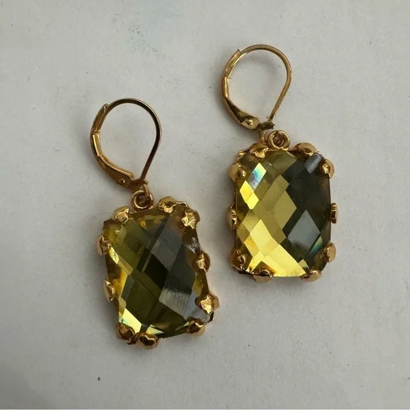 Vintage Joan Rivers Rectangular CZ Drop Earrings