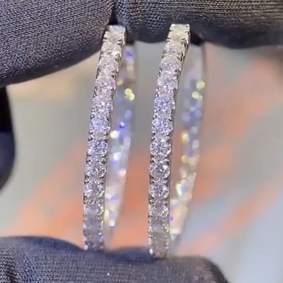 Certified 2.88 ct. t.w. Moissanite Diamond Inside Out Hoop Earrings NEW