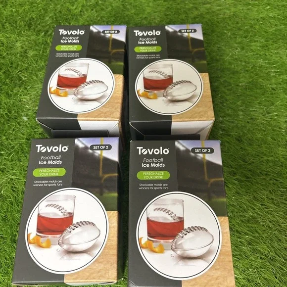 Tovolo Football‎ Ice Molds Lot Of 4 Each Has 2 Molds (8 Total) NEW Whiskey Ice