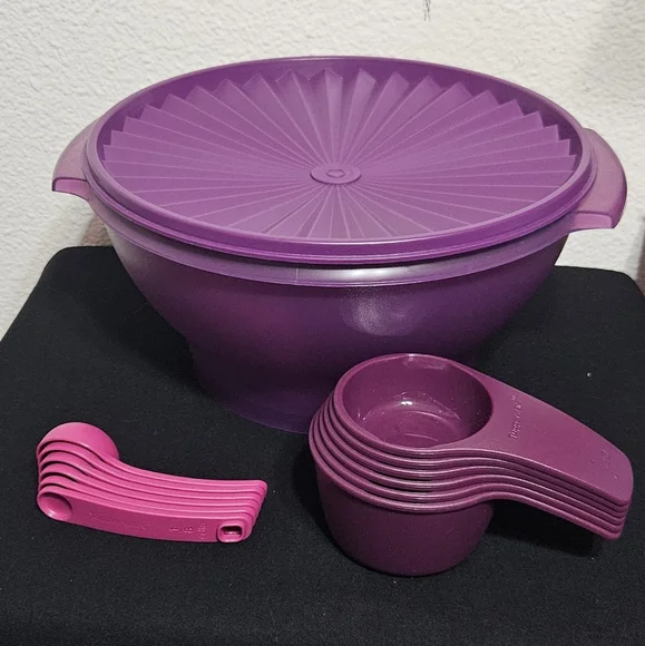 Tupperware Purple and Pink Kitchen Tool Set with Serving Bowl