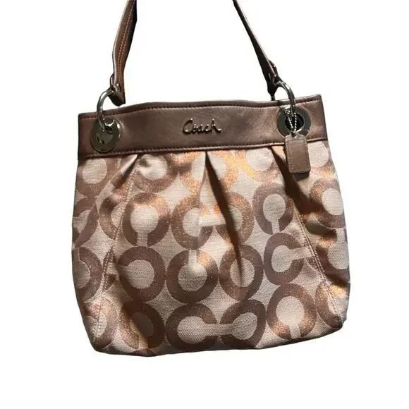 Coach Ashley Copper Metallic Signature Shoulder Bag Ashley