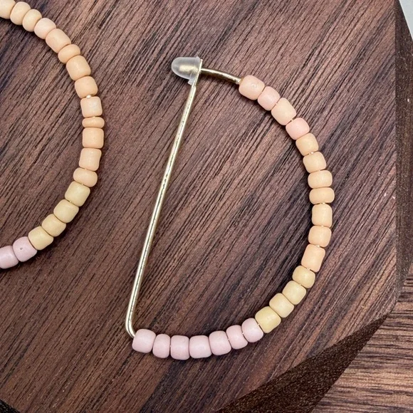 Handmade Beaded Hoop Earrings – Neutral Blush Ombre Boho