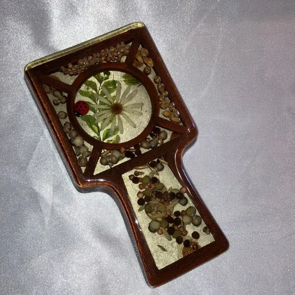 Vintage‎ Spoon Rest Lucite with Natural Inlay