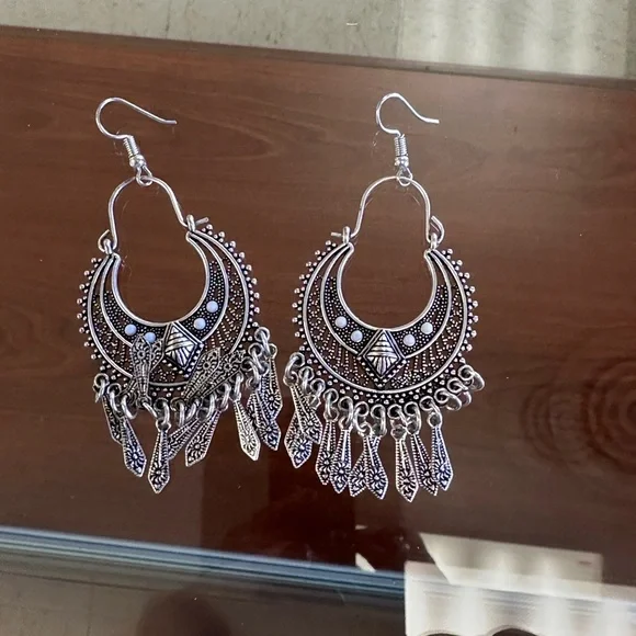 Bohemian Silver Dangle Earrings