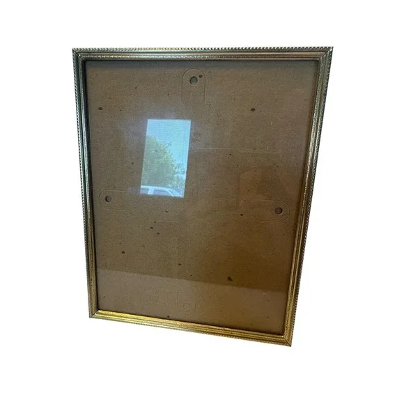 Vintage Gold Tone Metal Beaded Edge Picture Frame 8x10‎ Tabletop Display